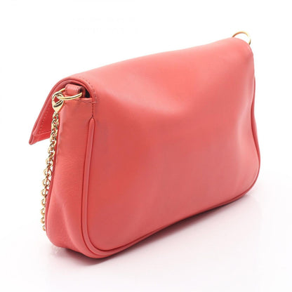 Fendi Shoulder Bag Coral Pink Leather Chain Pouch — view 2