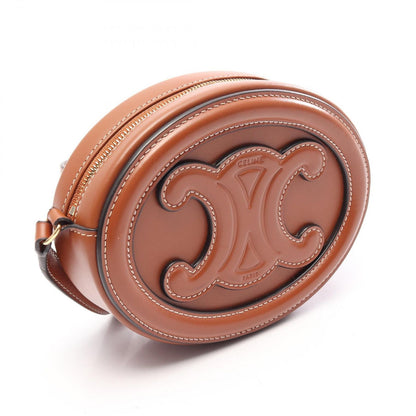 Celine Shoulder Bag Triomphe Oval Purse Cuile Tan Leather — view 2