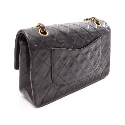 Chanel Shoulder Bag Quilted Double Flap Black Lambskin Chain — view 2