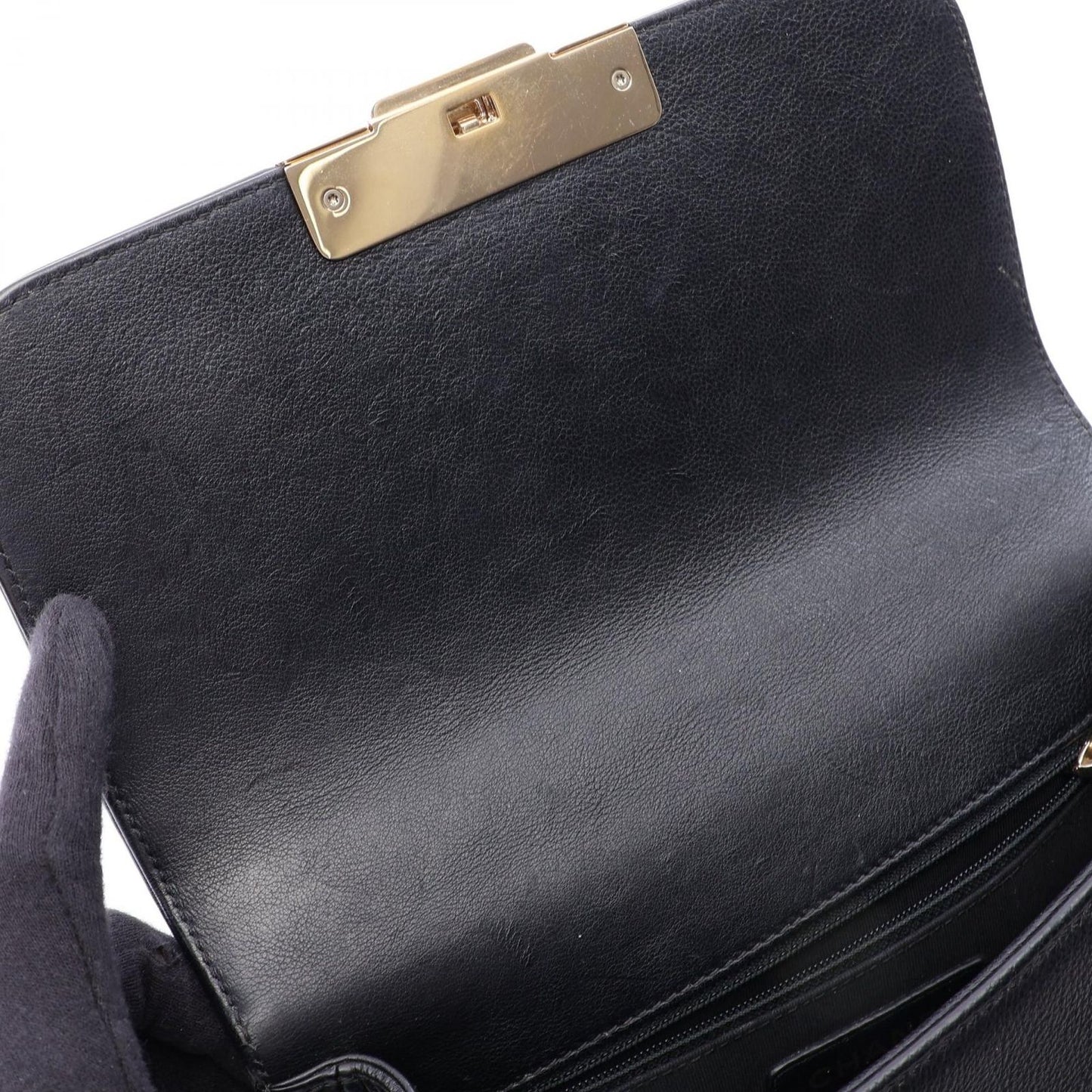 Chanel Shoulder Bag Quilted Quick Label 2-Way Black Caviar Leather Chain — view 6