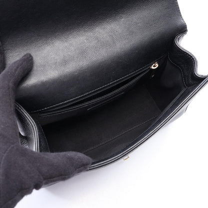 Chanel Shoulder Bag Quilted Quick Label 2-Way Black Caviar Leather Chain — view 3