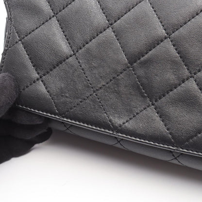Chanel Shoulder Bag Quilted Logo Black Lambskin Chain — view 6