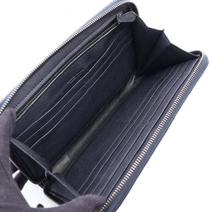 Bottega Veneta Round Wallet Intrecciato Black Navy Blue Leather — view 3