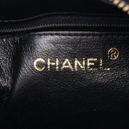 Chanel Shoulder Bag CC Logo Black Lambskin Fringe Chain — view 4