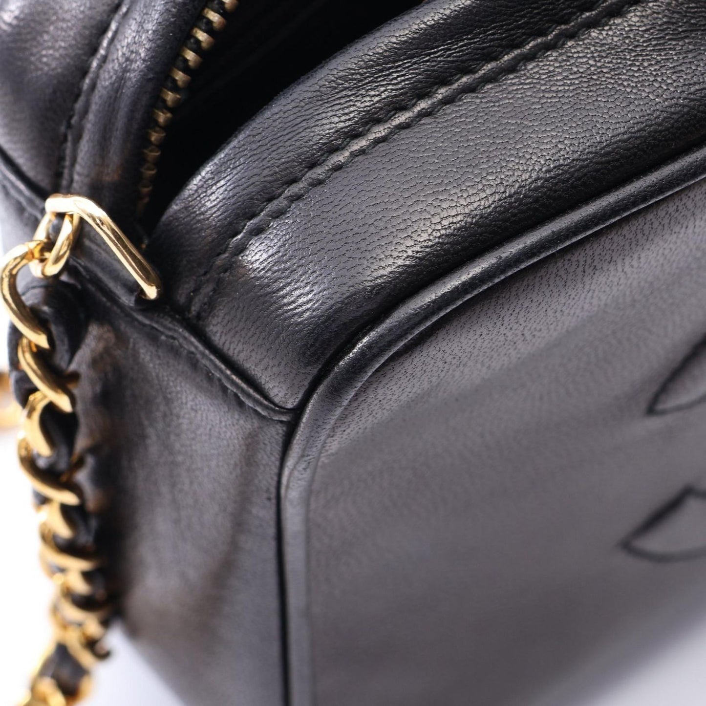 Chanel Shoulder Bag CC Logo Black Lambskin Fringe Chain — view 6