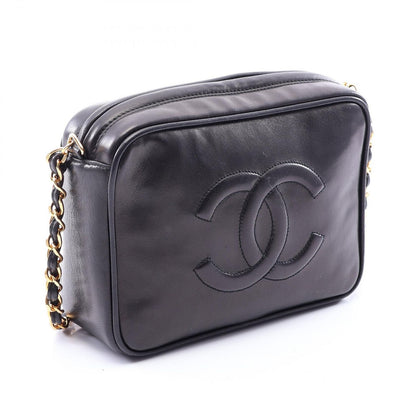 Chanel Shoulder Bag CC Logo Black Lambskin Fringe Chain — view 2
