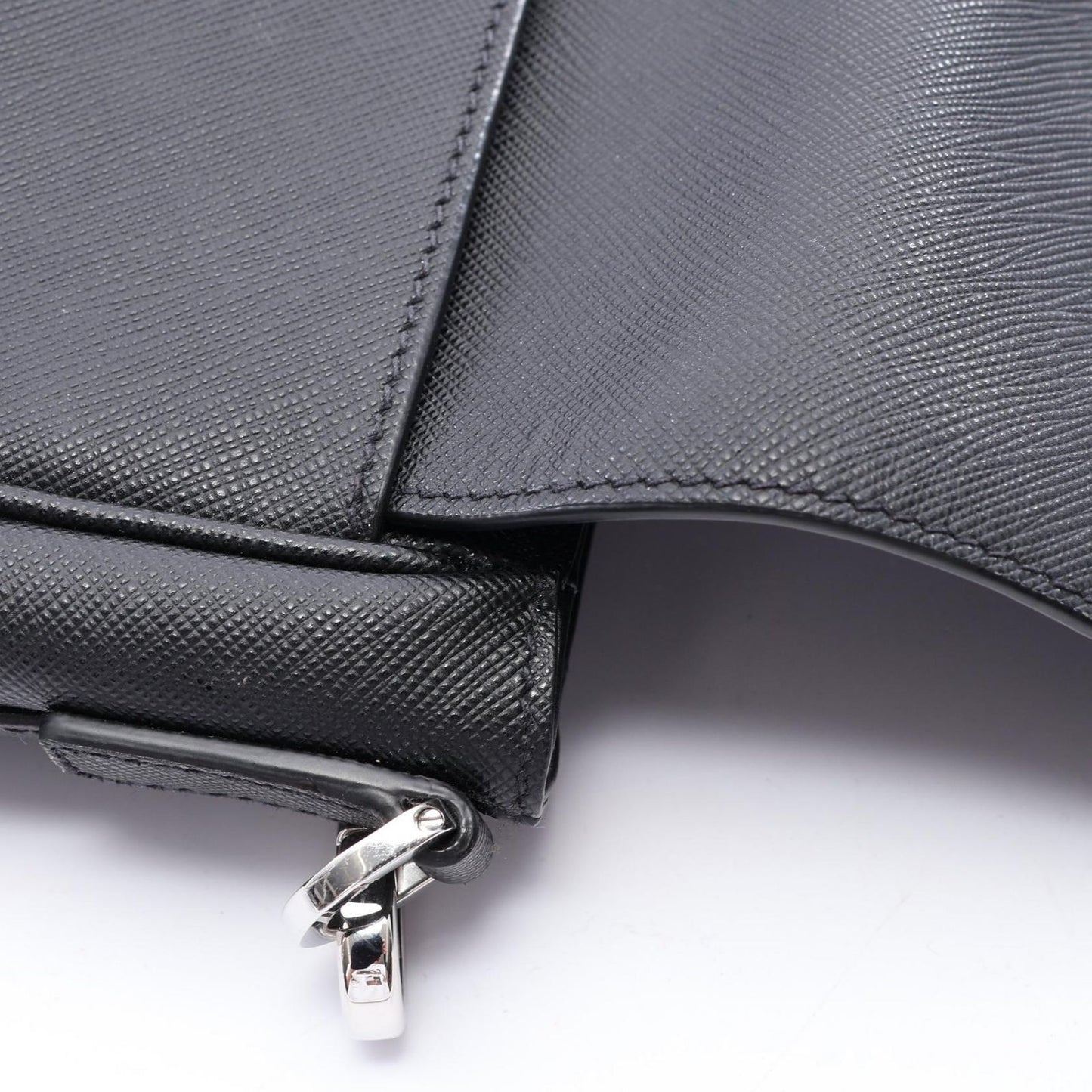 Prada Shoulder Bag Triangle Logo Black Saffiano Leather — view 6