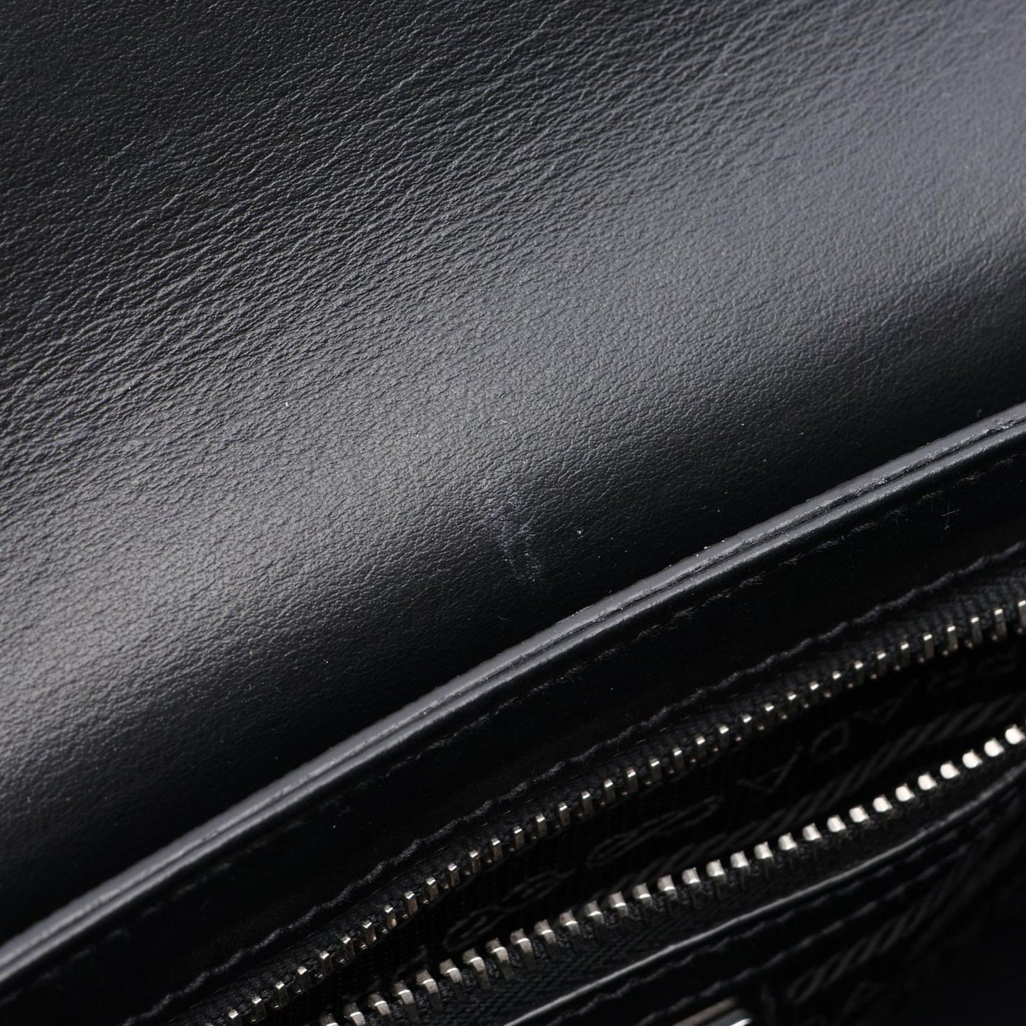 Prada Shoulder Bag Triangle Logo Black Saffiano Leather — view 5