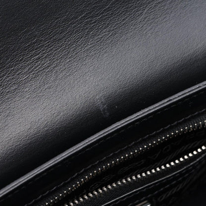 Prada Shoulder Bag Triangle Logo Black Saffiano Leather — view 5