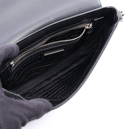 Prada Shoulder Bag Triangle Logo Black Saffiano Leather — view 3