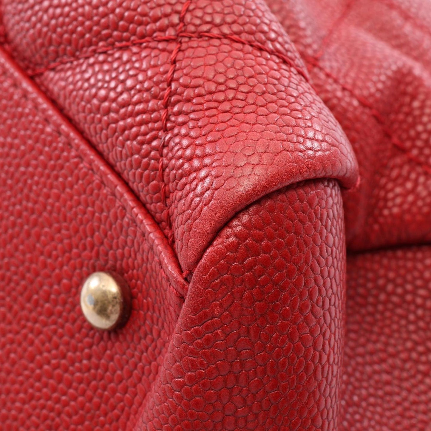 Chanel Shoulder Bag Quilted Bow Red Caviar Leather — view 7