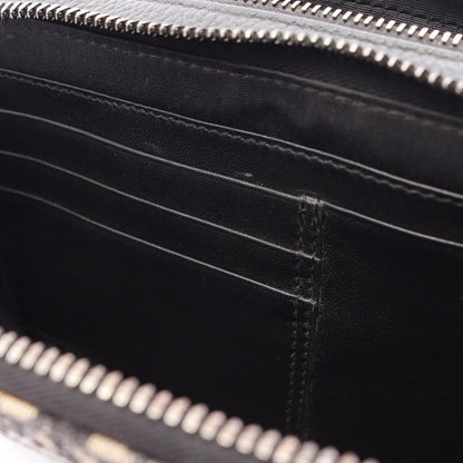 Dior Shoulder Bag Strap Zip Pouch Oblique Ivory Navy Black Canvas Leather — view 6