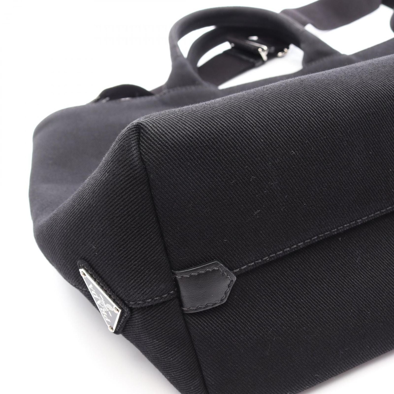 Prada Tote Bag Canapa Drill Black Canvas 2-Way Medium — view 8