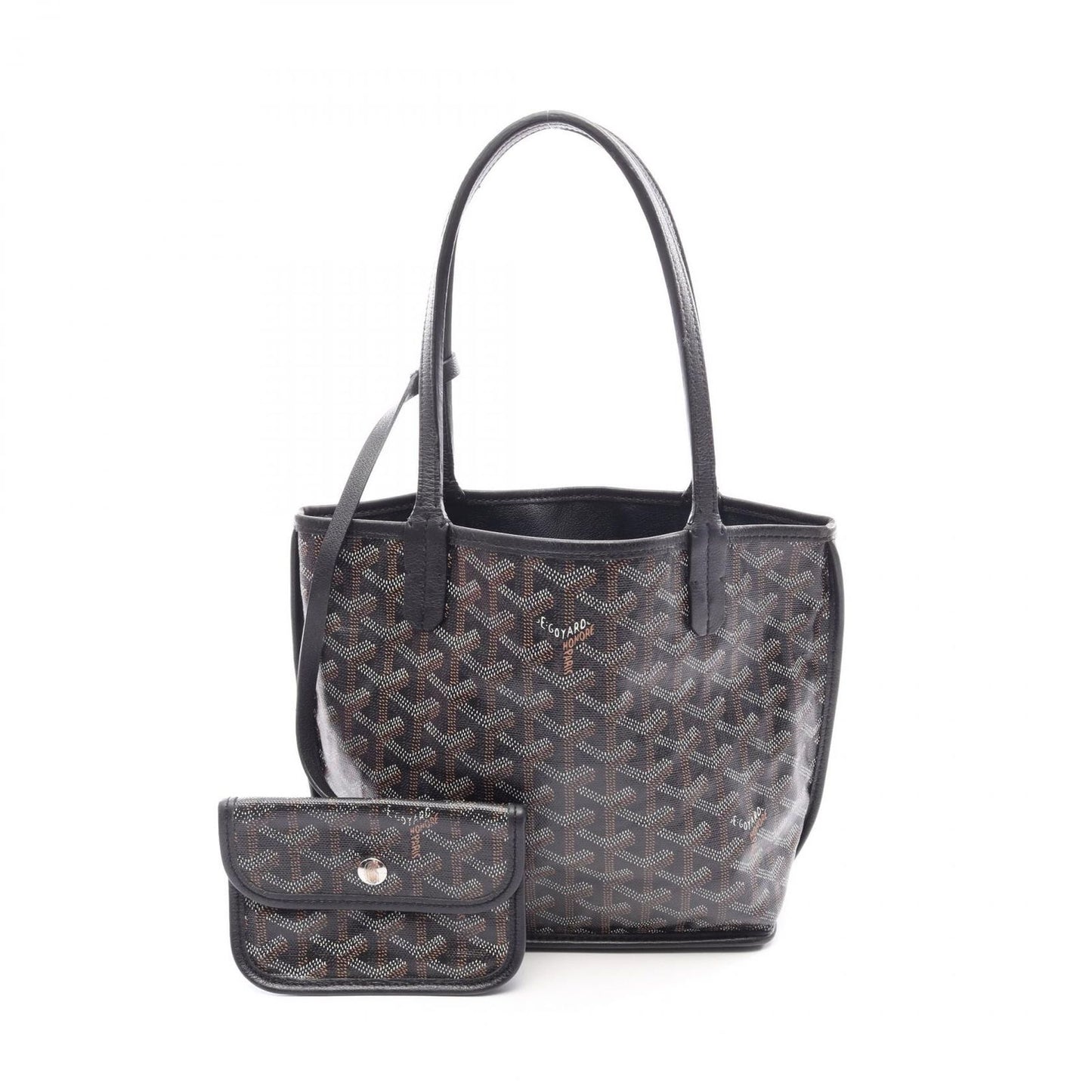 Goyard Tote Anjou Mini Pouch Reversible Black Brown White Leather