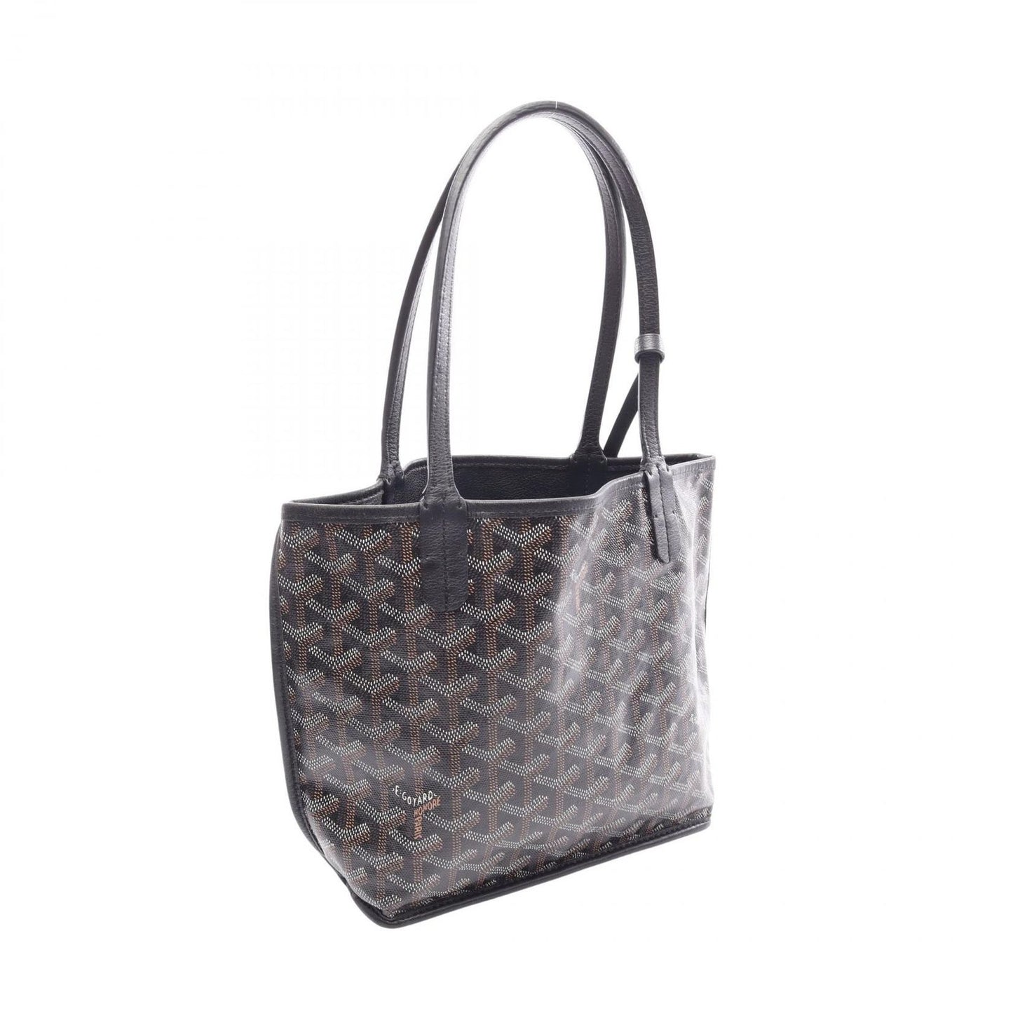 Goyard Tote Anjou Mini Pouch Reversible Black Brown White Leather — view 2