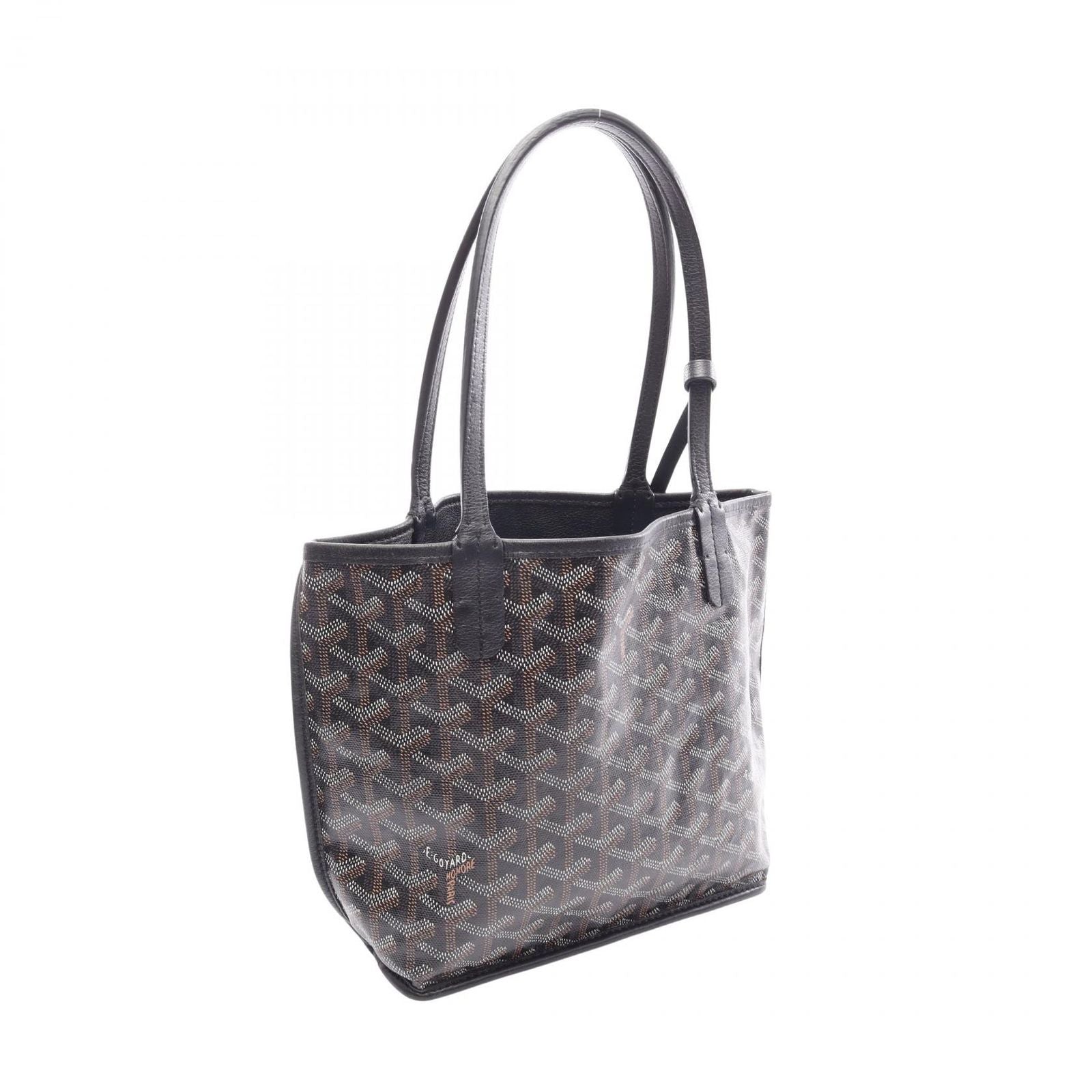 Goyard Tote Anjou Mini Pouch Reversible Black Brown White Leather — view 2