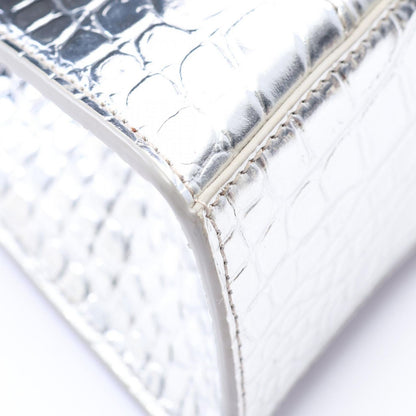 Balenciaga Handbag Hourglass XS Croco Embossed 2-Way Silver Leather — view 5
