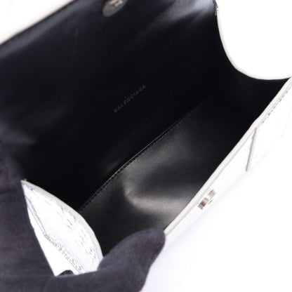 Balenciaga Handbag Hourglass XS Croco Embossed 2-Way Silver Leather — view 3