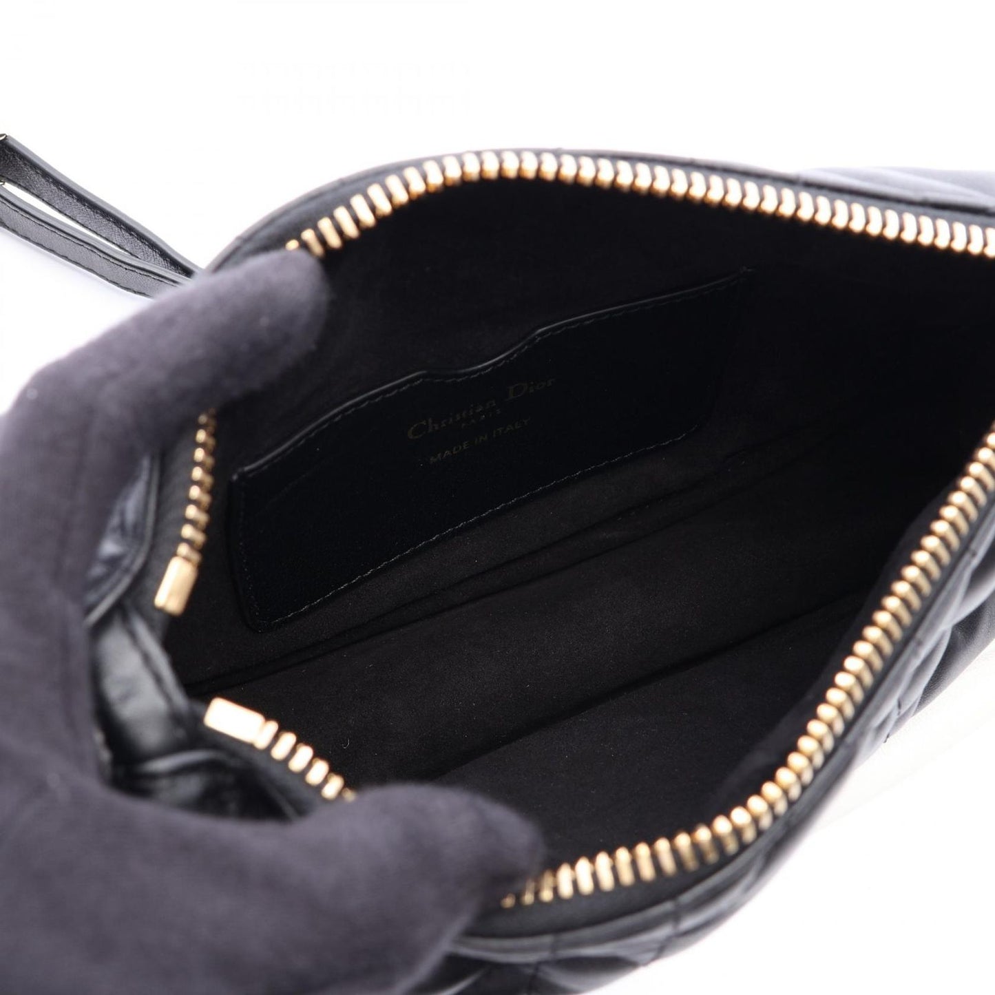 Dior Shoulder Bag Vibe Hobo Cannage 2-Way Black White Leather Chain — view 3