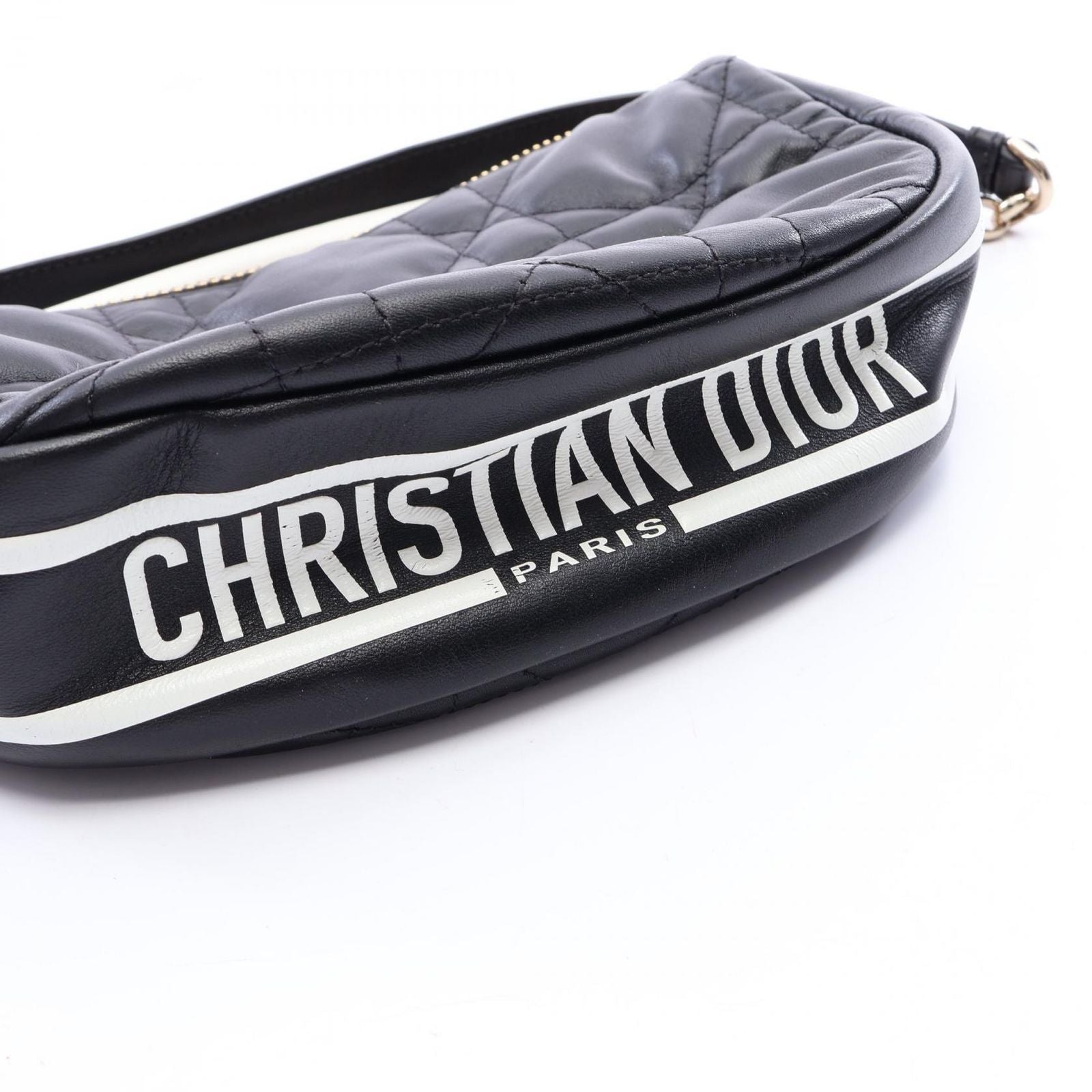 Dior Shoulder Bag Vibe Hobo Cannage 2-Way Black White Leather Chain — view 8