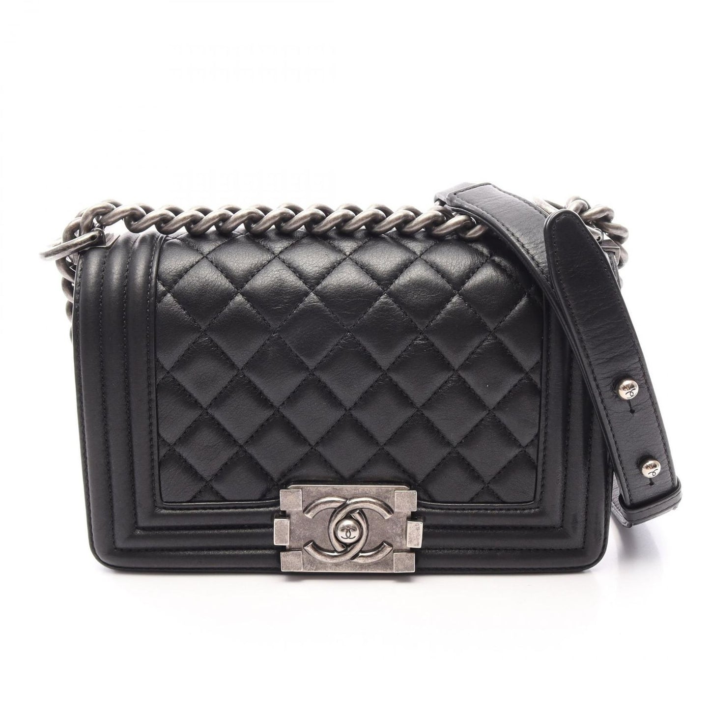 Chanel Shoulder Bag Boy Small Black Leather Chain