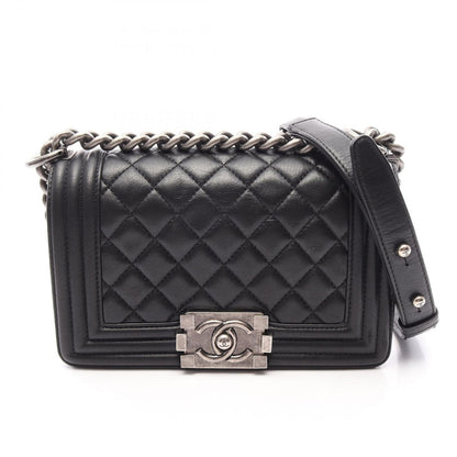 Chanel Shoulder Bag Boy Small Black Leather Chain