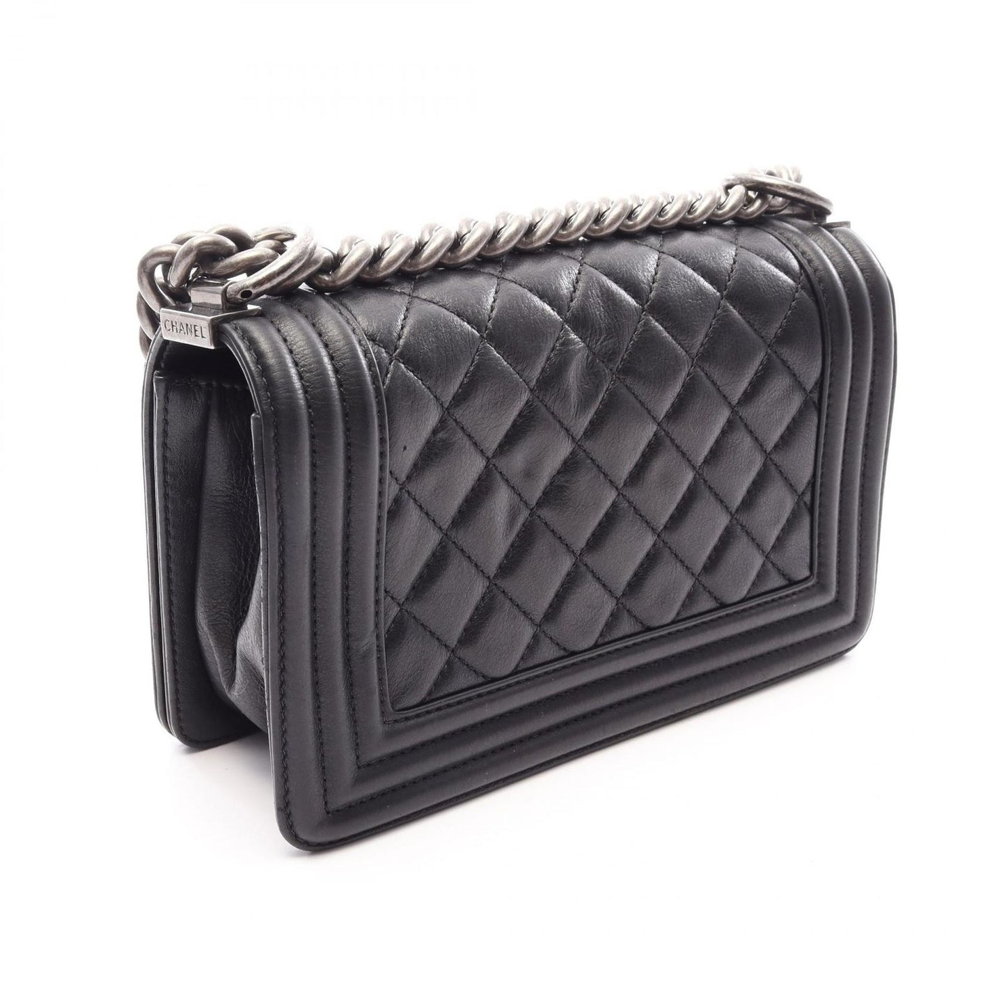 Chanel Shoulder Bag Boy Small Black Leather Chain — view 2