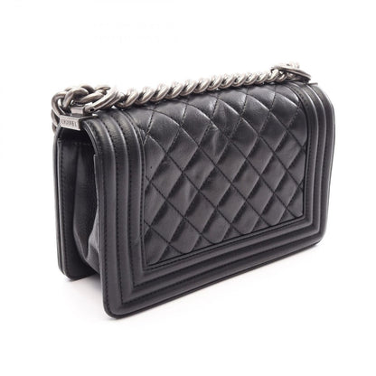 Chanel Shoulder Bag Boy Small Black Leather Chain — view 2