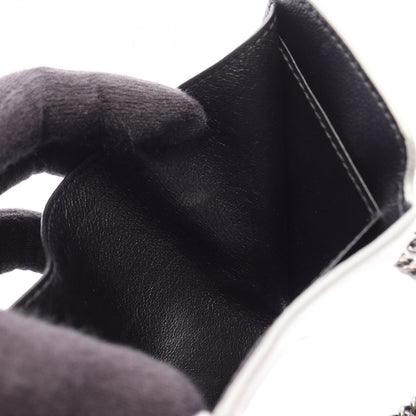 Balenciaga Trifold Wallet Cash Mini Chain Grained Silver Black Leather — view 6