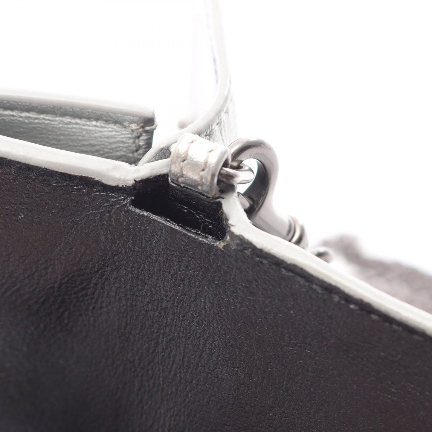 Balenciaga Trifold Wallet Cash Mini Chain Grained Silver Black Leather — view 7