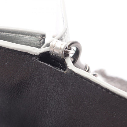 Balenciaga Trifold Wallet Cash Mini Chain Grained Silver Black Leather — view 7