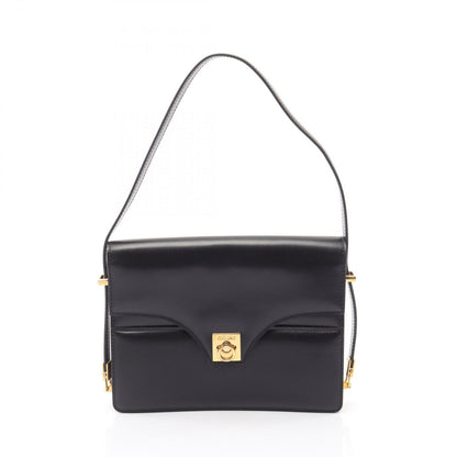 Celine Shoulder Bag Black Leather Gancini