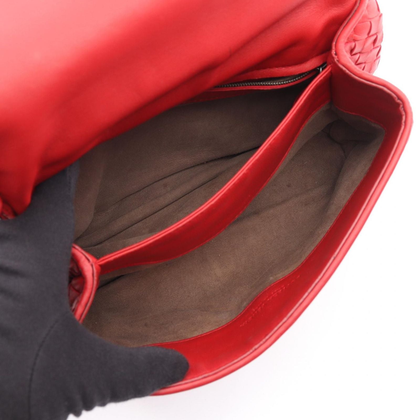 Bottega Veneta Shoulder Bag Small Limpia Red Leather Intrecciato — view 3