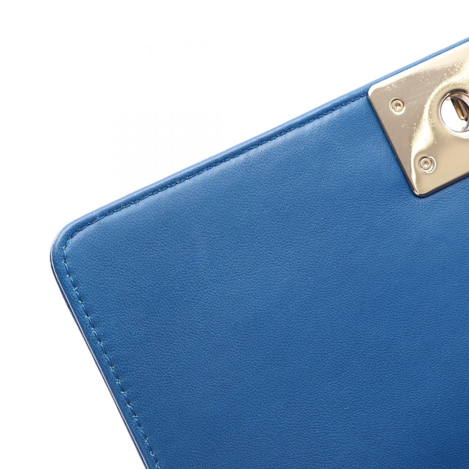 Chanel Shoulder Bag Boy Chevron V-stitch Blue Lambskin Chain — view 6
