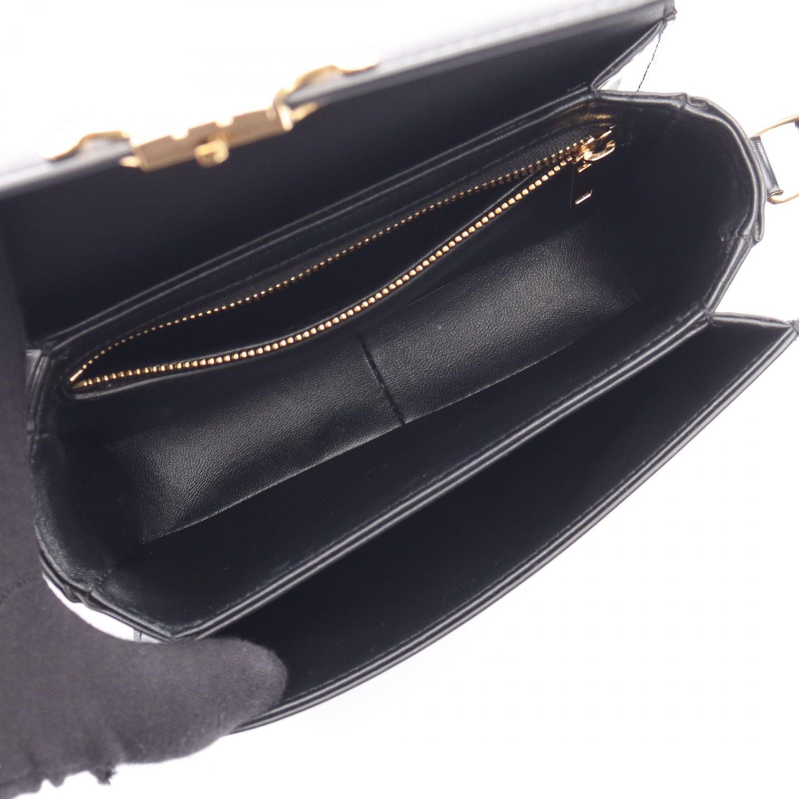 Celine Shoulder Bag Teen Triomphe Black Leather — view 3