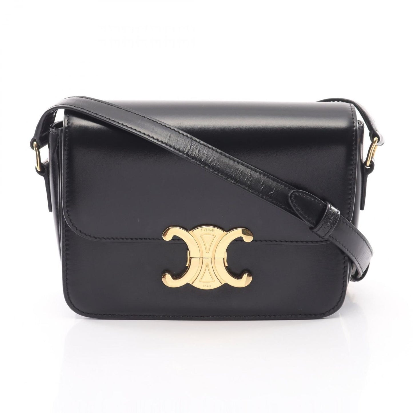 Celine Shoulder Bag Teen Triomphe Black Leather