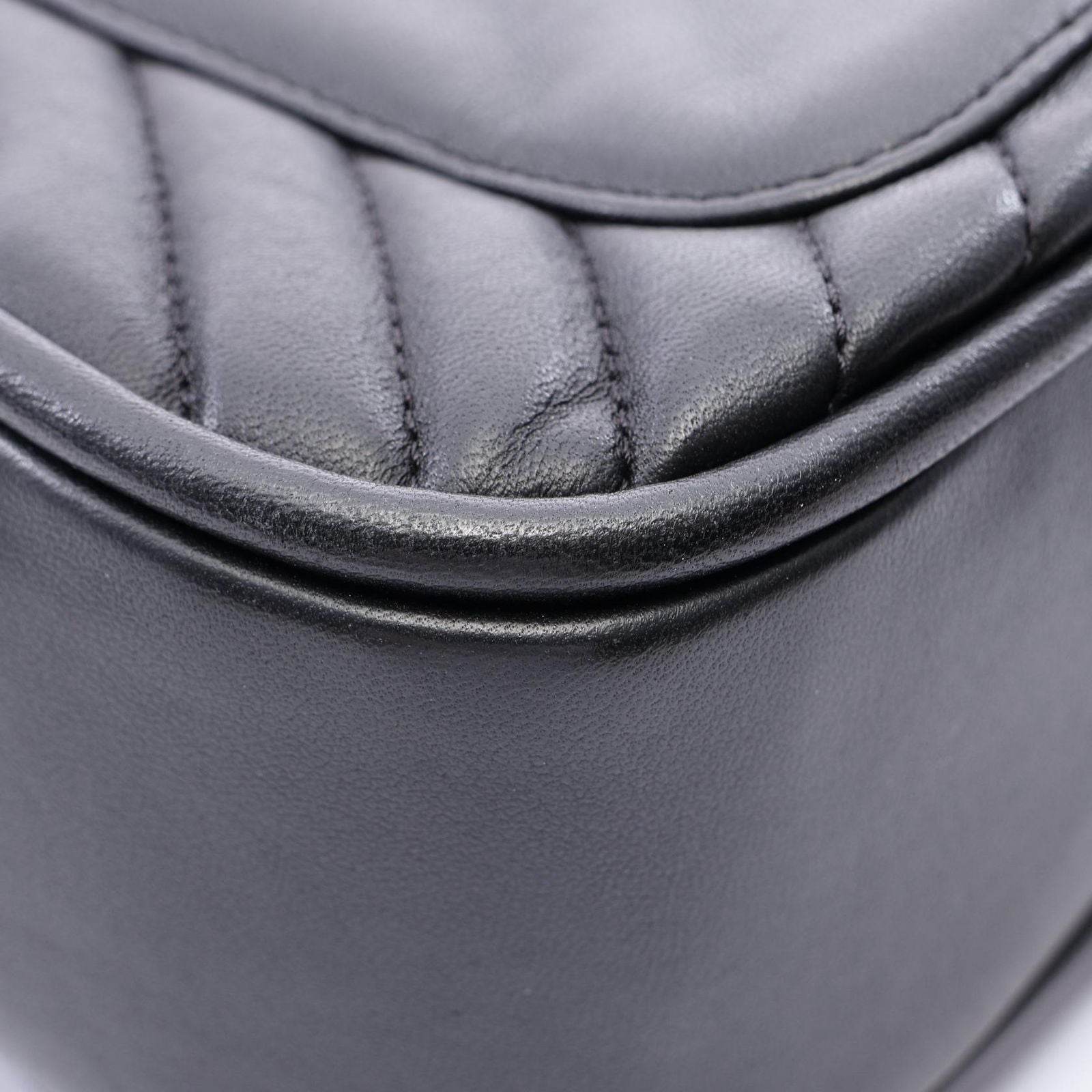 Chanel Shoulder Bag V-stitch Chevron 2-Way Black Lambskin Top Handle Chain — view 8