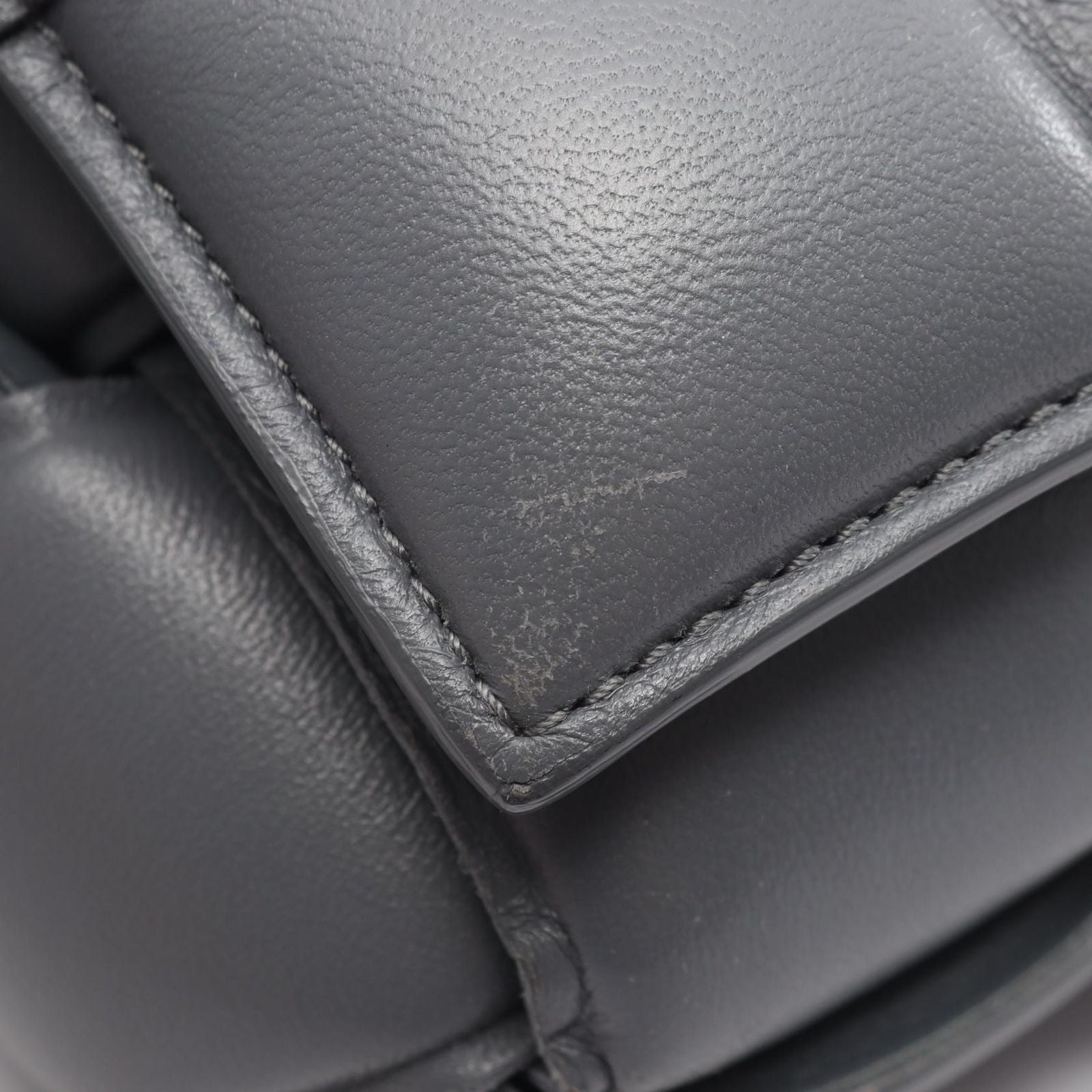 Bottega Veneta Shoulder Bag Padded Cassette Intrecciato Gray Leather Maxi — view 7
