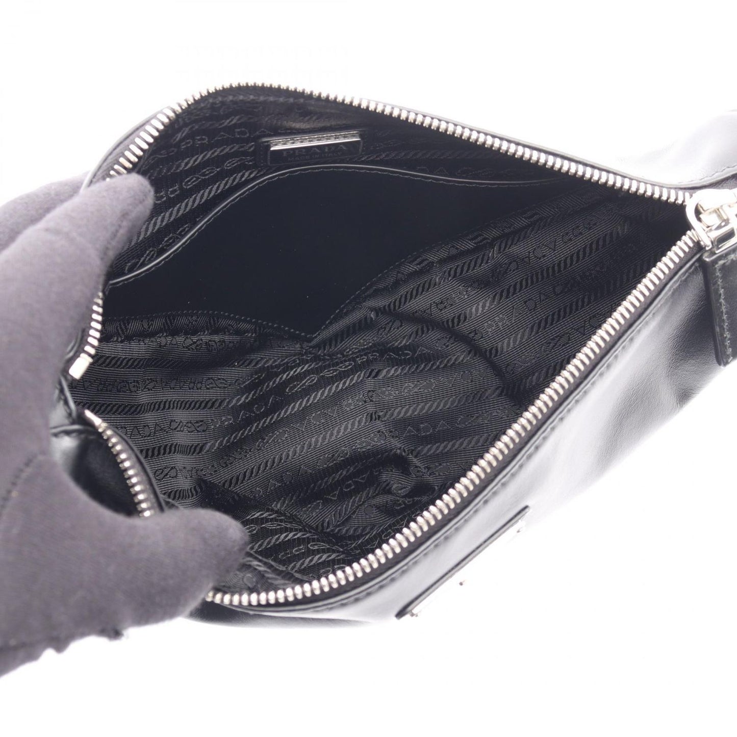 Prada Shoulder Bag Triangle Black Leather — view 3