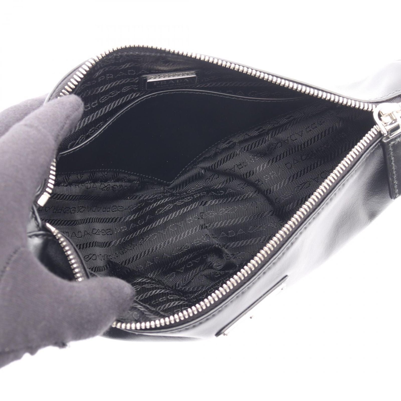 Prada Shoulder Bag Triangle Black Leather — view 3
