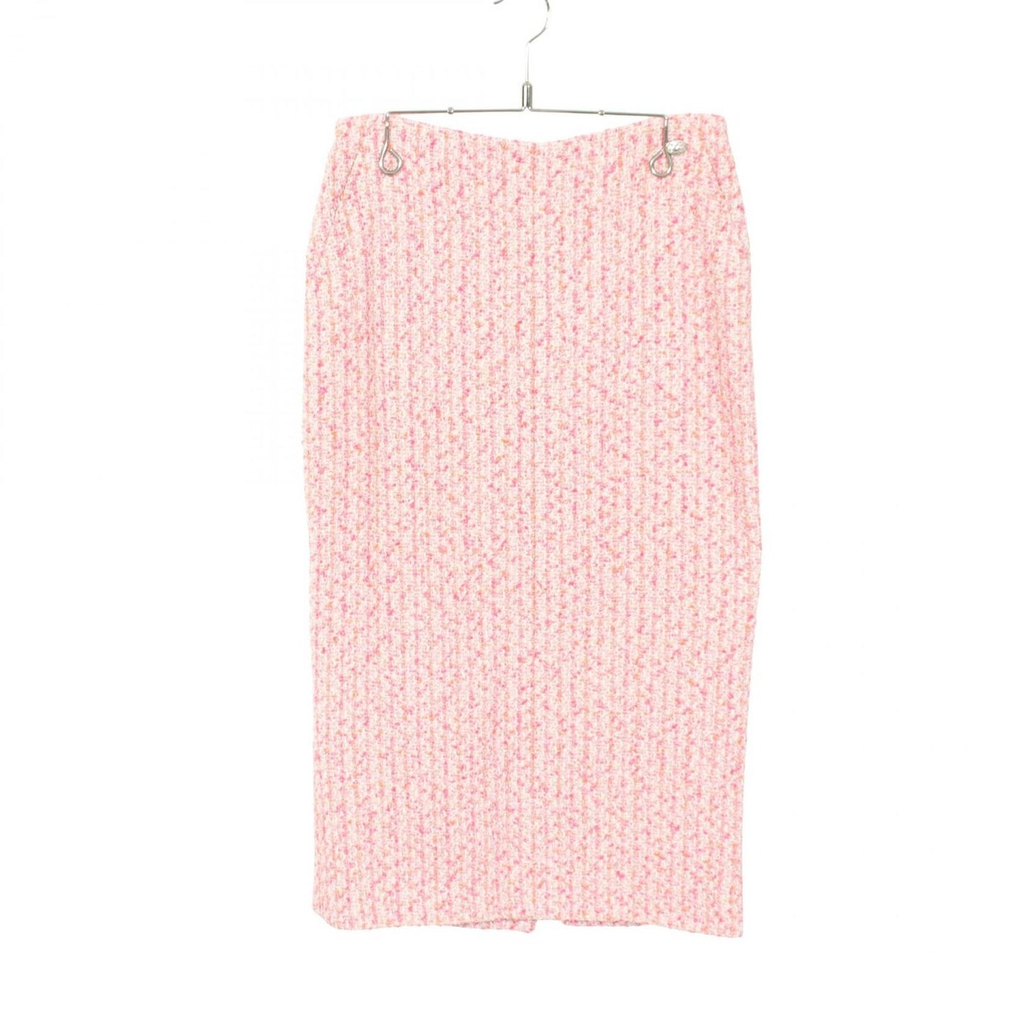 Chanel Skirt CC Logo Button Tweed Cotton