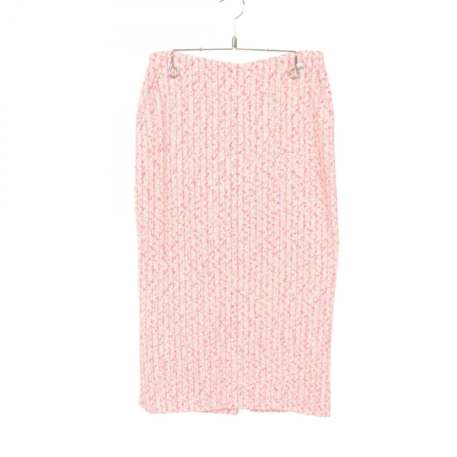 Chanel Skirt CC Logo Button Tweed Cotton