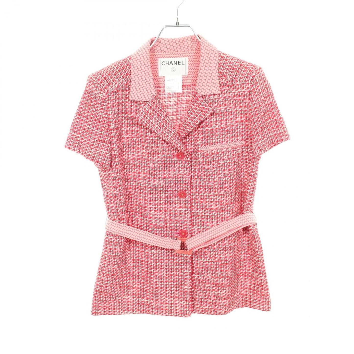 Chanel Coco Buttons Tweed Short Sleeve Wool Jacket