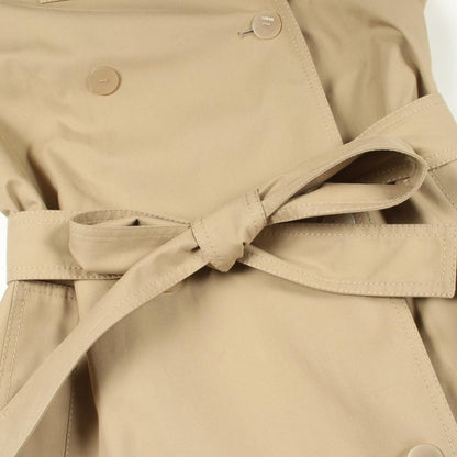 Loewe Trench Coat Anagram Double Breasted Beige Cotton Leather — view 5