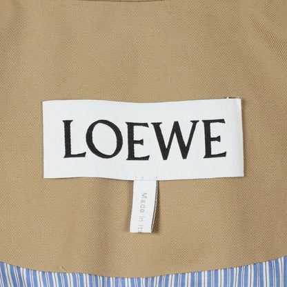 Loewe Trench Coat Anagram Double Breasted Beige Cotton Leather — view 3