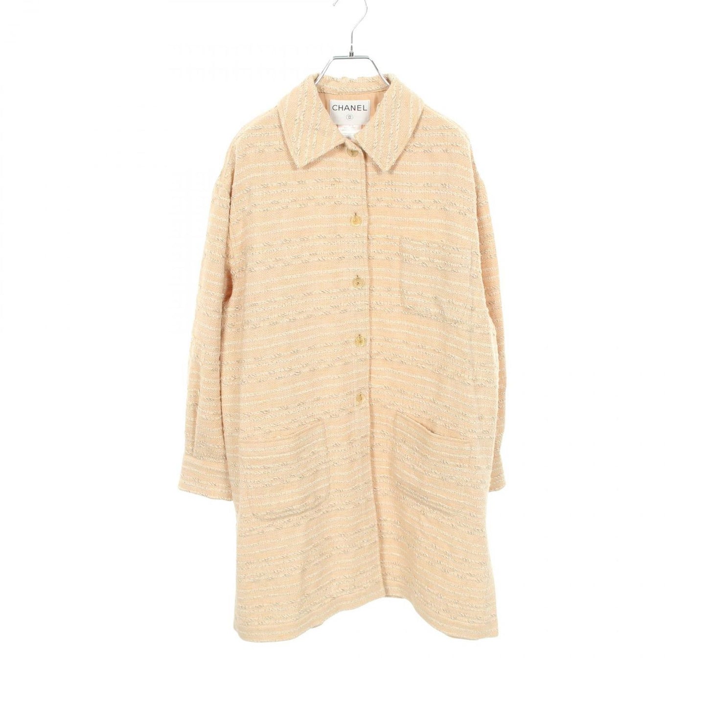 Chanel CC Logo Button Tweed Wool Coat