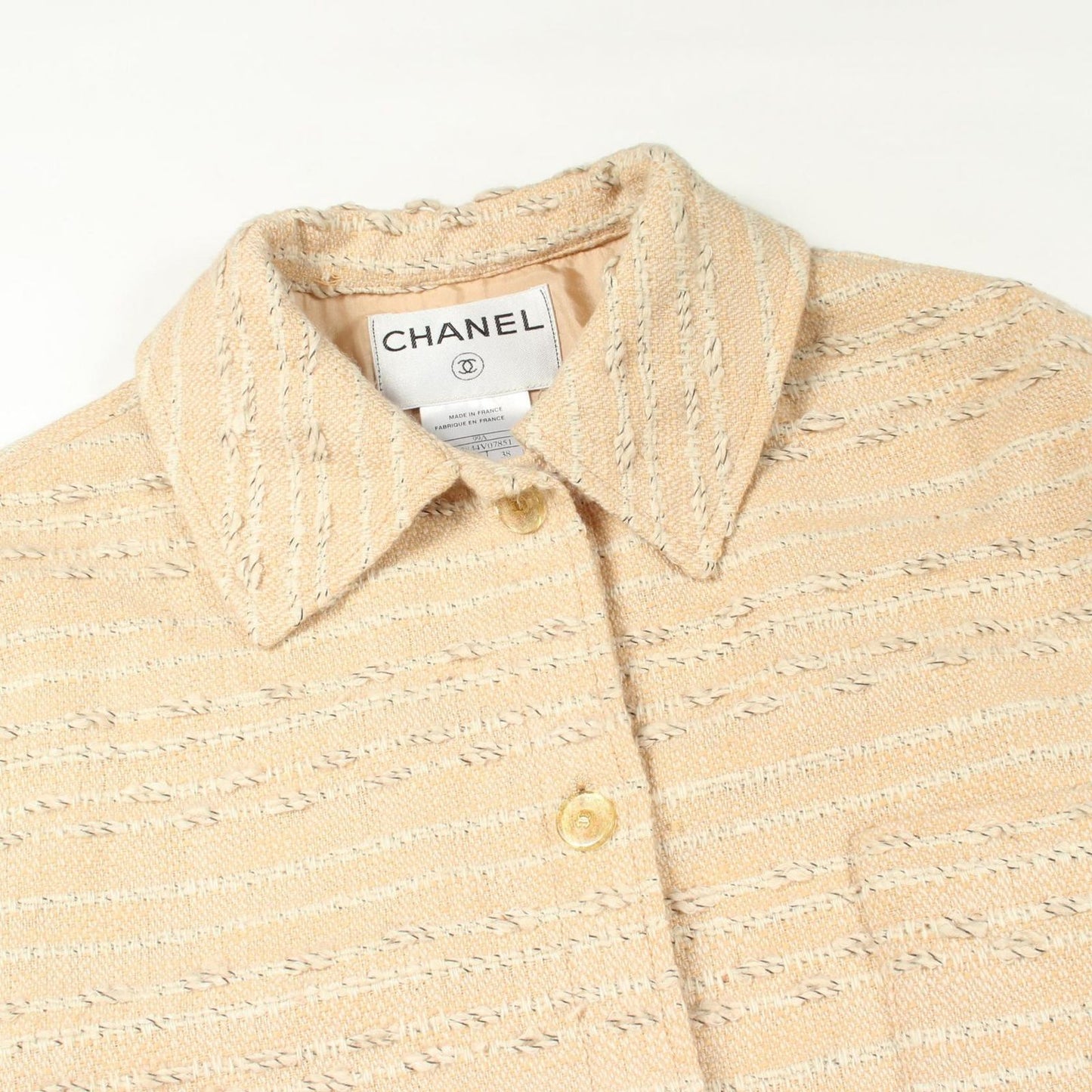 Chanel CC Logo Button Tweed Wool Coat — view 8