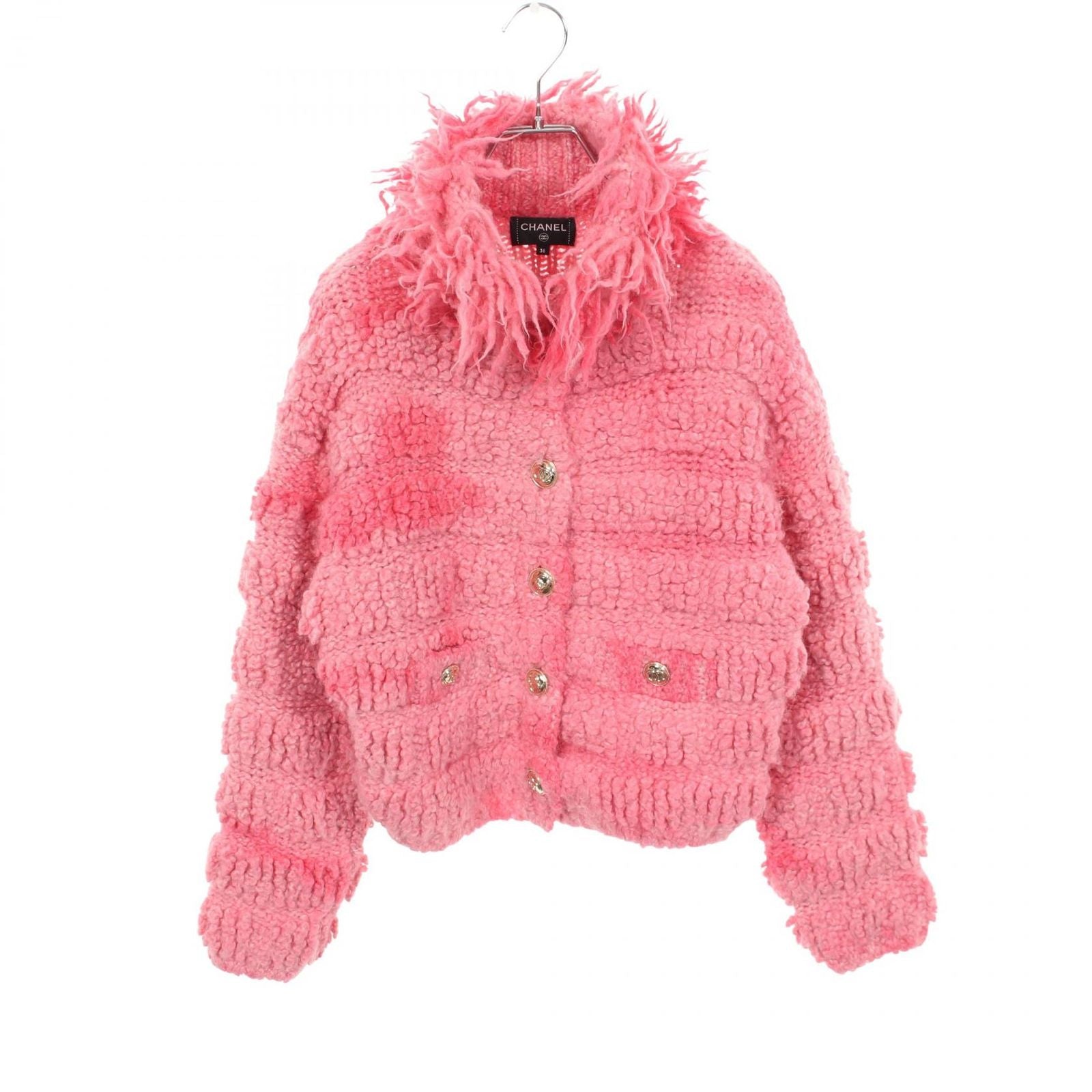 Chanel CC Logo Button Knit Wool Jacket