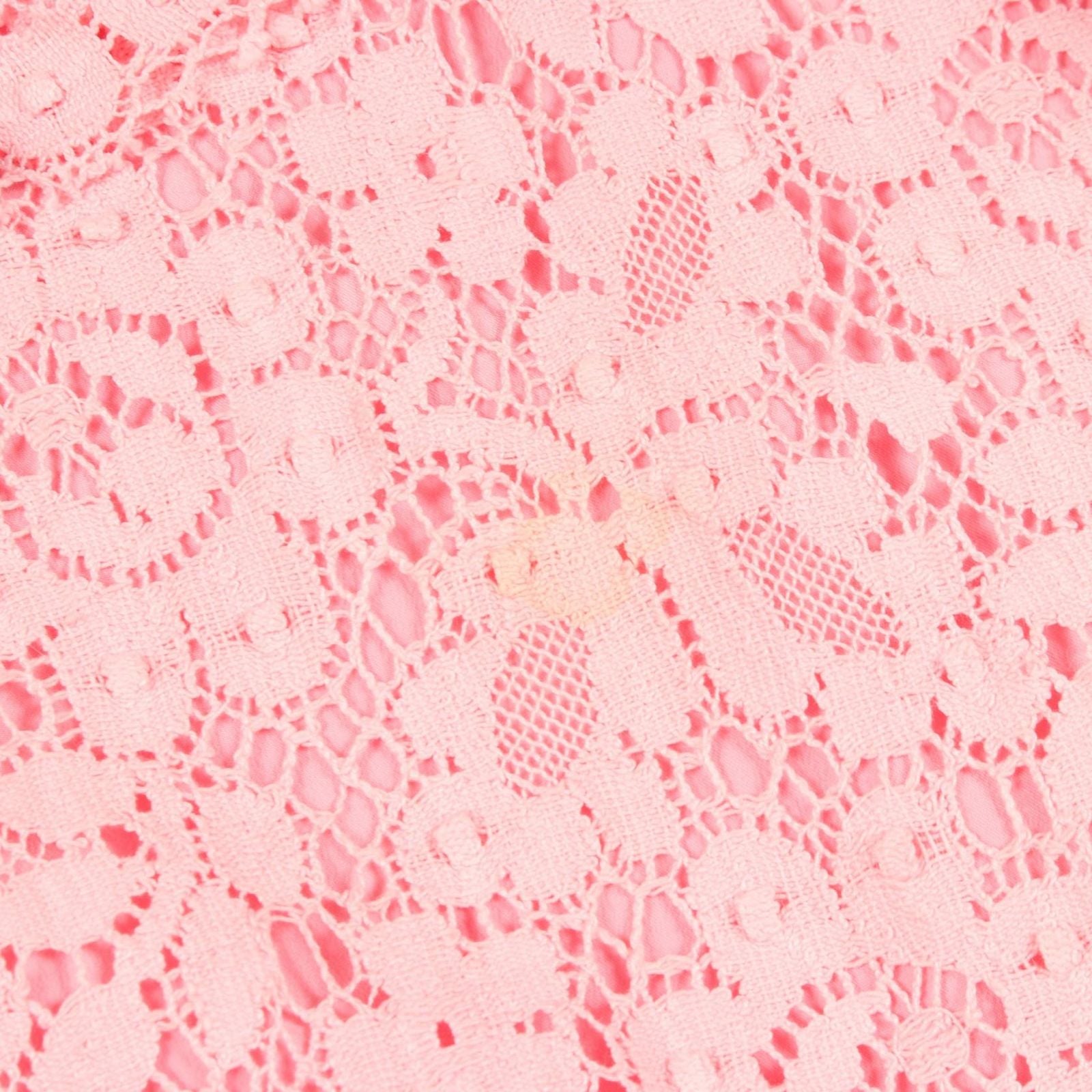 Gucci Dress Lace Floral Embroidery Pink Cotton — view 7