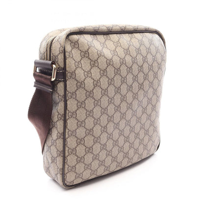 Gucci Shoulder Bag GG Supreme Beige Dark Brown Leather — view 2